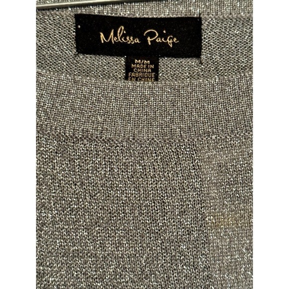 Melissa Paige Silver Metallic Shimmery Silver Top Sz M - Picture 3 of 9